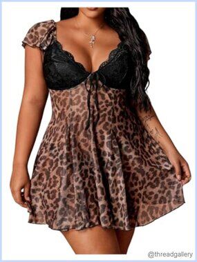 Plus Size Lace Mini Dress Sweetheart Neck Tie Front A-Line